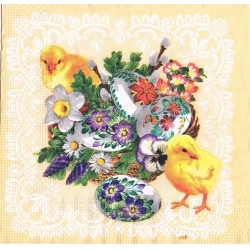 Serwetka   -3160-   Wielkanoc , pisanki, kurczaki